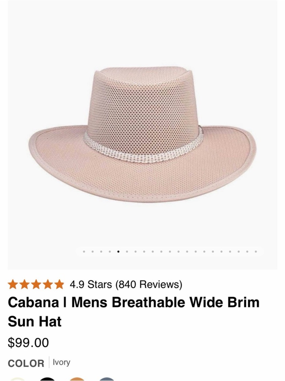 American Hat Makers Cabana I Men's Breathable Wide Brim Sun Hat - Ivory Medium